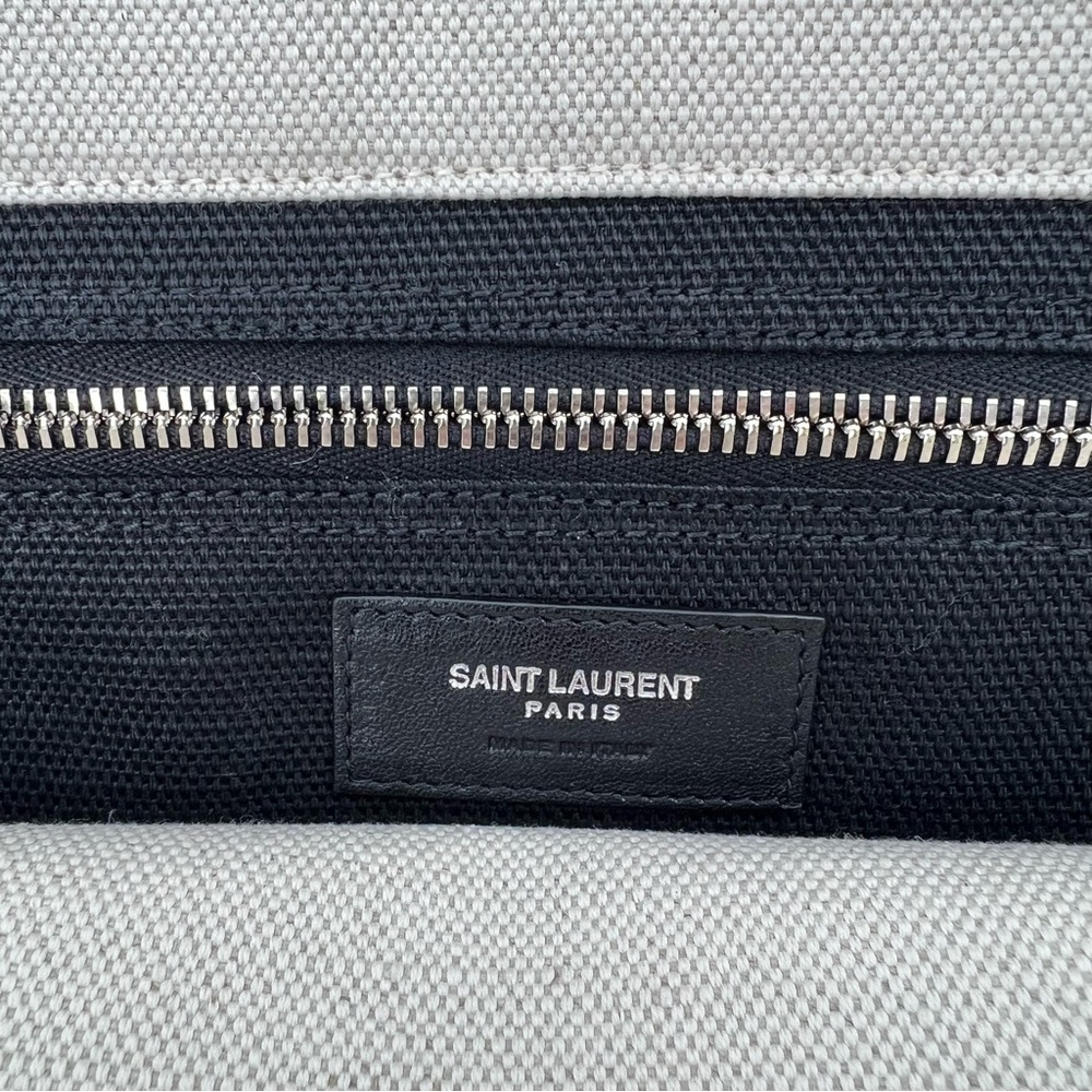 Saint Laurent Rive Gauche North South Canvas Tote – Black Leather Trim - Picture 10 of 13